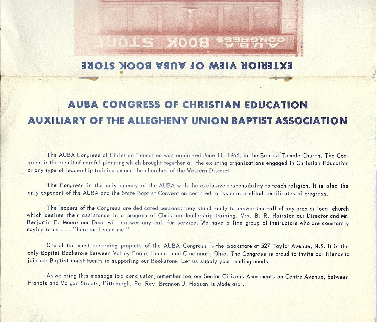 1960s AUBA~Allegheny Union Baptist Assoc.~African American Circular~Pittsburgh