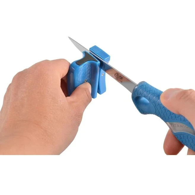 Cuda Knife Sharpener Tool/Keychain 2 Stage Sharpening: Carbide + Ceramic 4 PACK