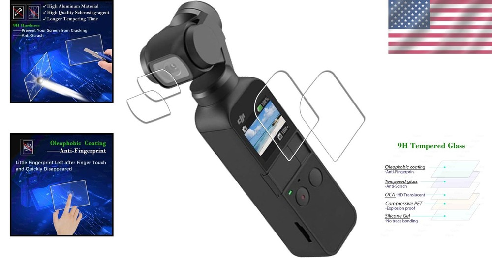 Easy Install 9H Hardness Screen Protector Bundle for DJI Osmo Pocket 2/1 Cameras