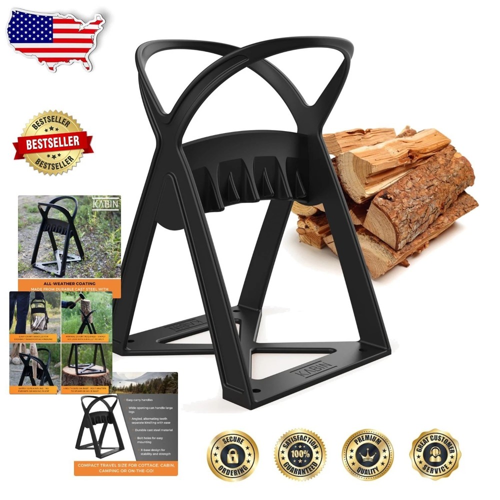 Kindle Quick Compact Log Splitter - Durable Cast Steel - Safely Splits Firewo...