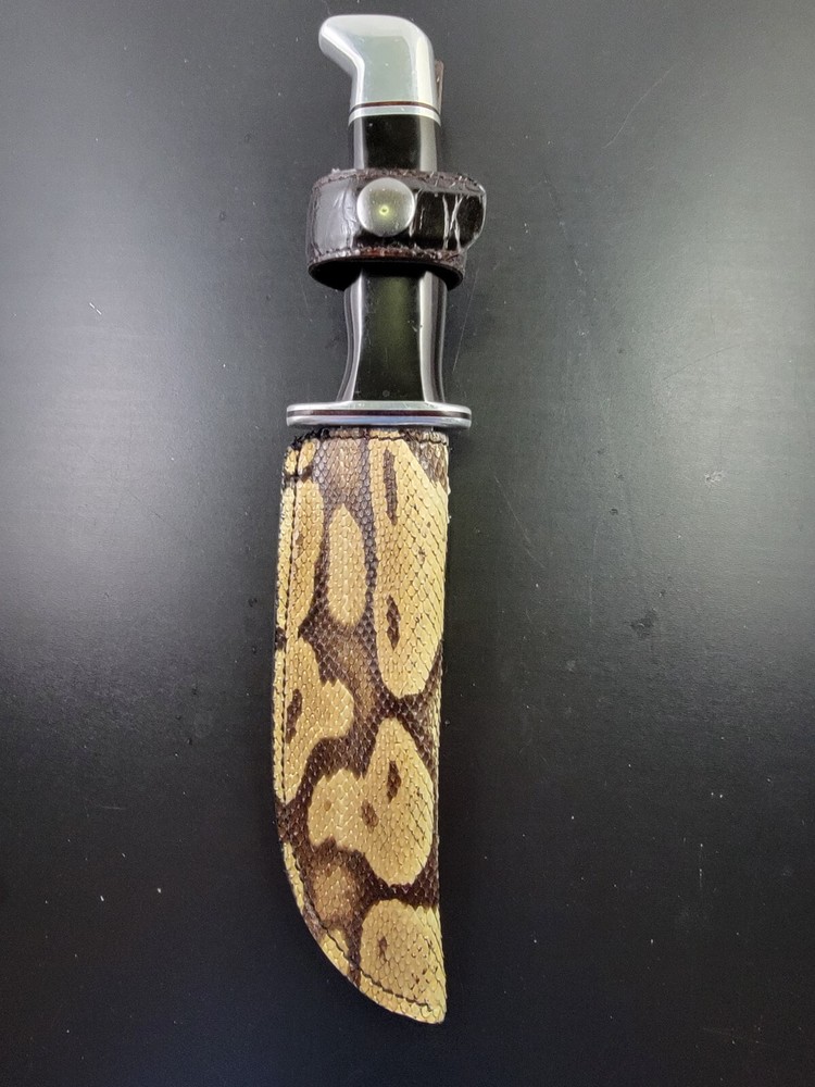 Buck Knives 119 Sheath Right Pull with Authentic Ball PYTHON Skin custom made