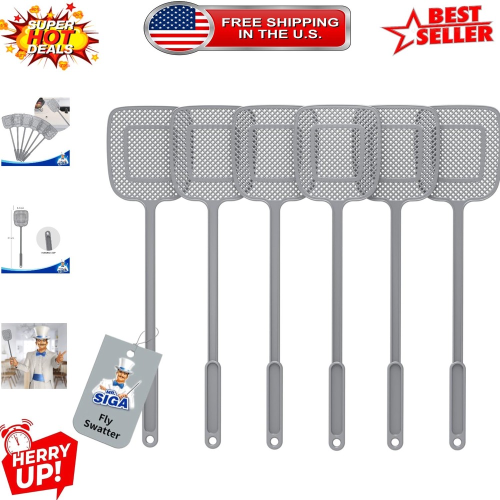 Ultimate Fly and Insect Swatter Set - 6 Pack, Long Handle for Maximum