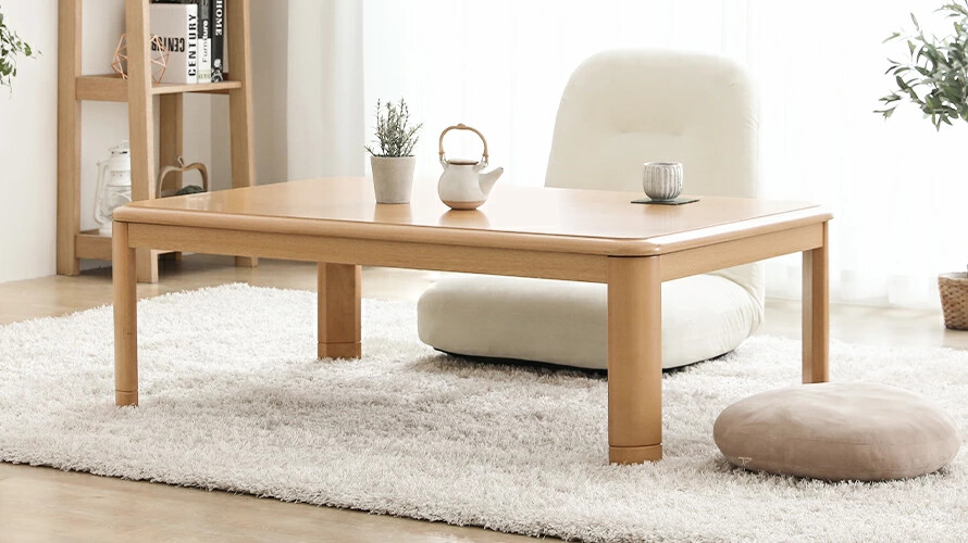 Japanese Kotatsu Table 80×120cm with 100V Heater Fluffy Futon 205×245cm New