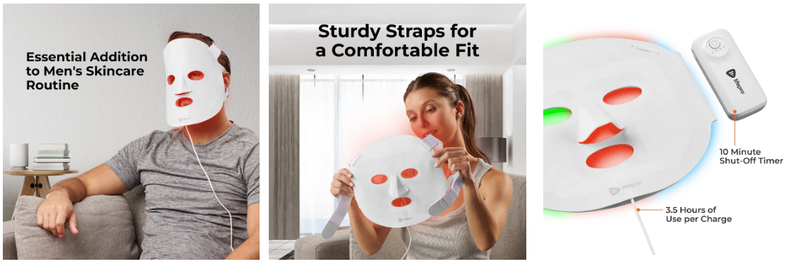 New in Box 1-pc LifePro Revitaglow Light Therapy Mask Wellness Recovery RGB LED