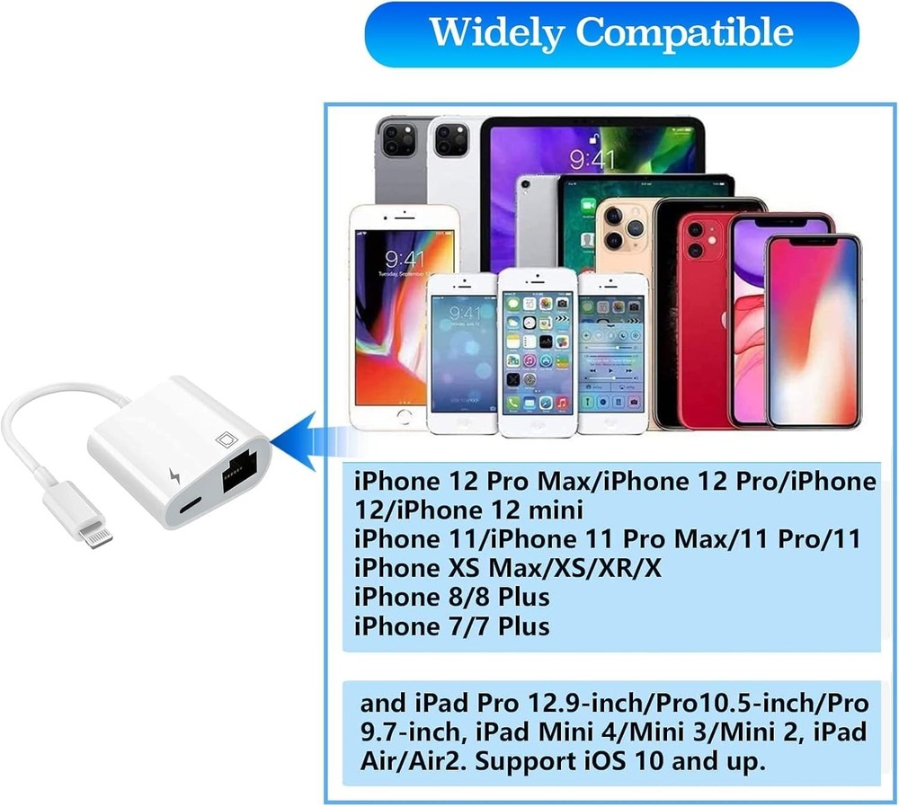 Lightning to Ethernet Adapter with Charging for