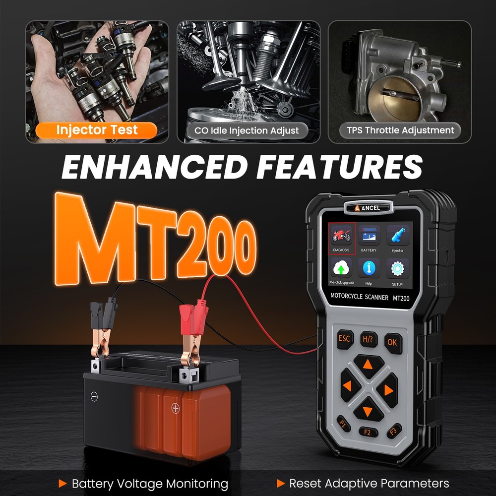 ATV Motorcycle OBD2 Scanner Diagnostic Tool Full System Code Reader +8 Connector