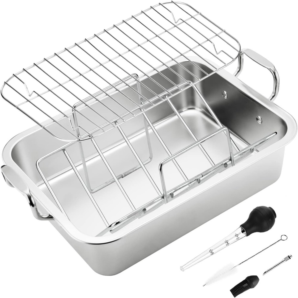 V-Shaped Rack Roasting Pan - 20lb Capacity