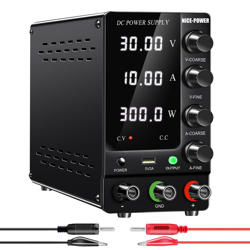 DC Power Supply Variable 30V 10A, Adjustable Switching Regulated DC Bench Power