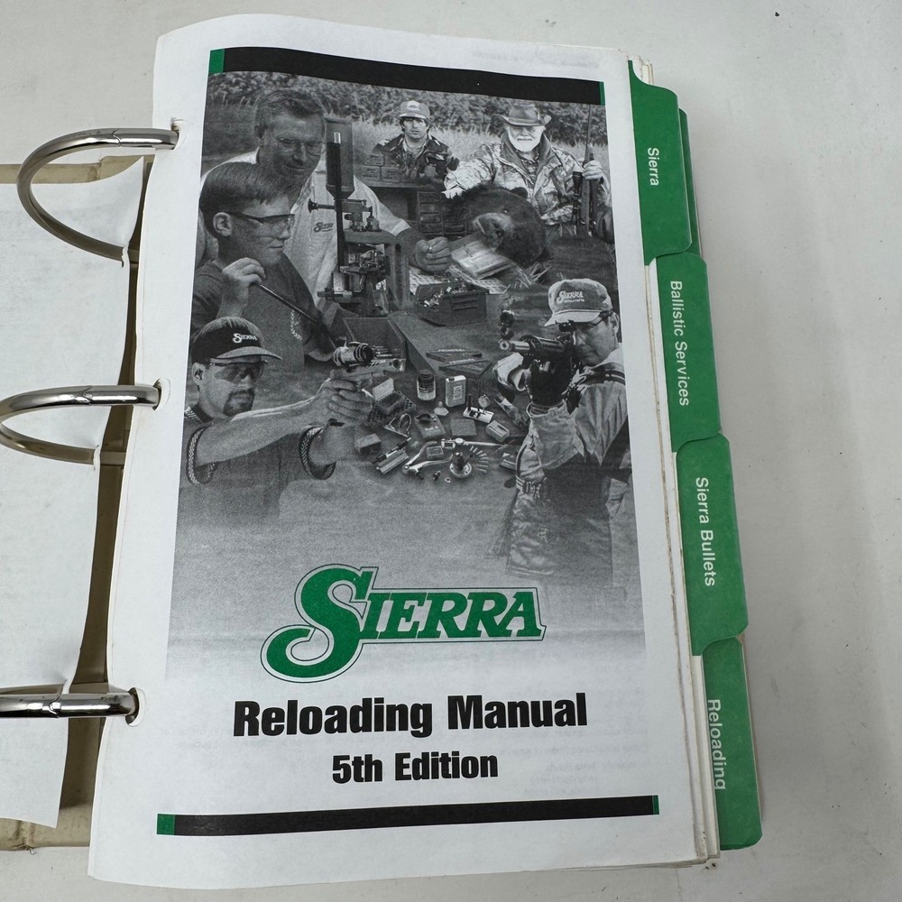 Sierra Bullets 5th Edition Rifle Handgun Reloading Data Manual 3 Ring Binder