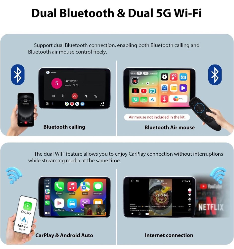 NEW - Wireless Car Play 3 in 1 Android 12/CarPlay/Android Auto SW12Pro