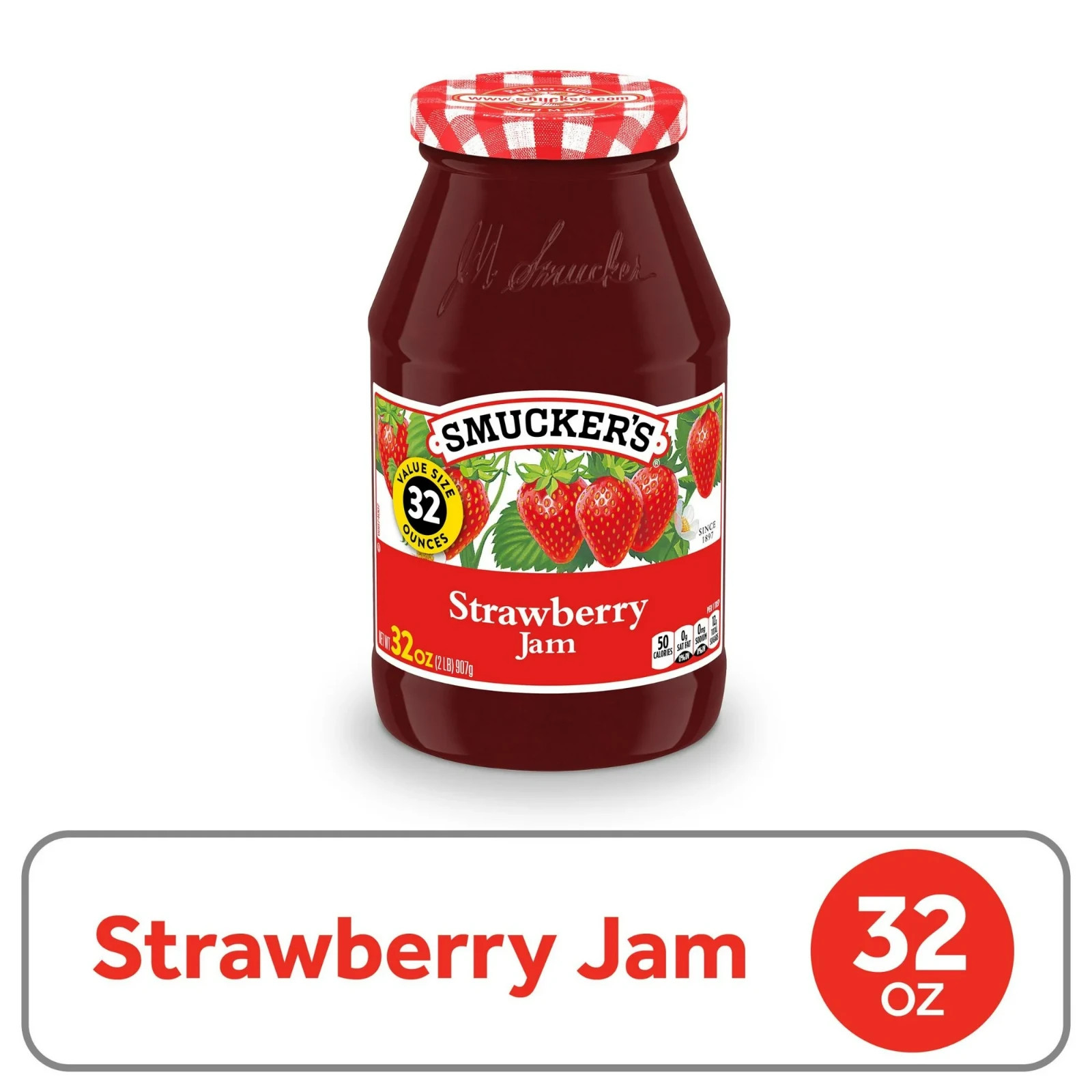 (2 pack) Smucker's Strawberry Jam, 32 Ounces