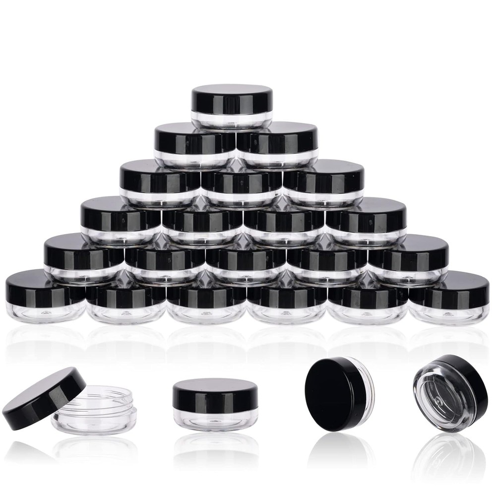 3 Gram Sample Containers with Lids, 25 Count Tiny Sample Jars, Empty Lip Balm Co