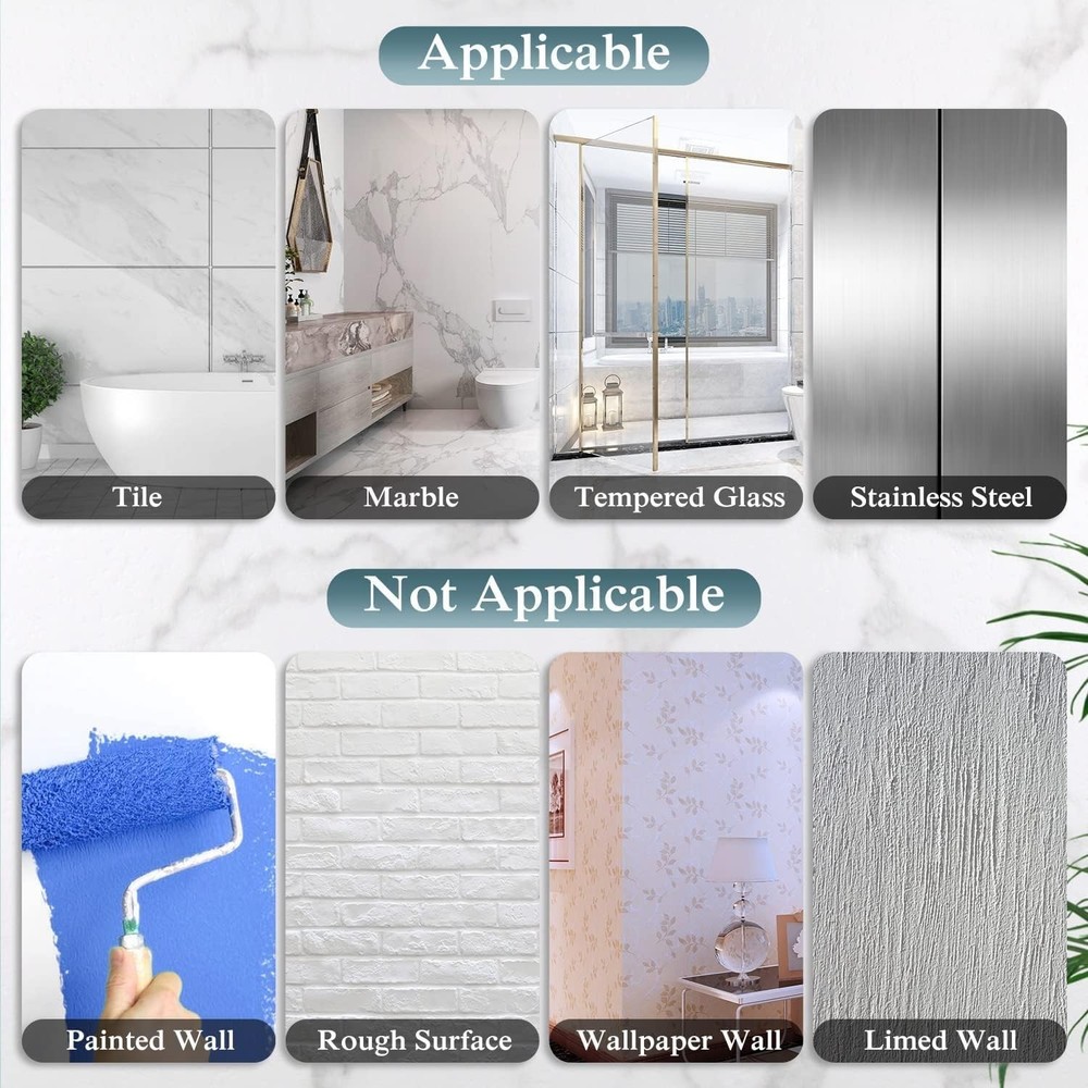 Transparent Shower Caddy Adhesive Wall Mount No Drilling 2 Pack