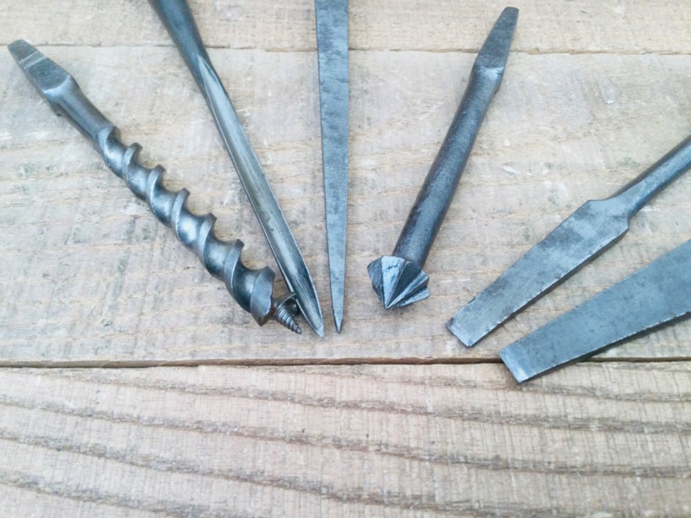 Vintage Carpentry Drill Brace Bits Selection & Tool Roll Woodworking Auger Bits