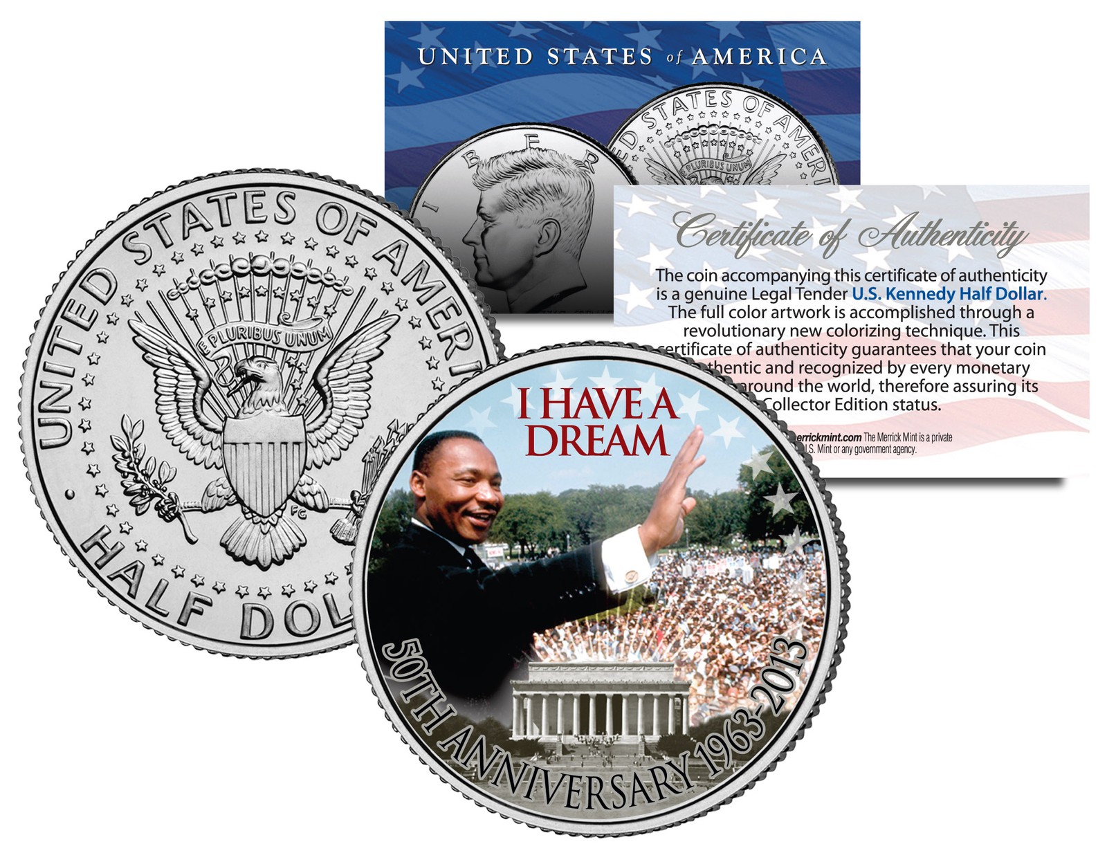 Martin Luther King Jr. "I Have a Dream" Official JFK Kennedy Half Dollar US Coin