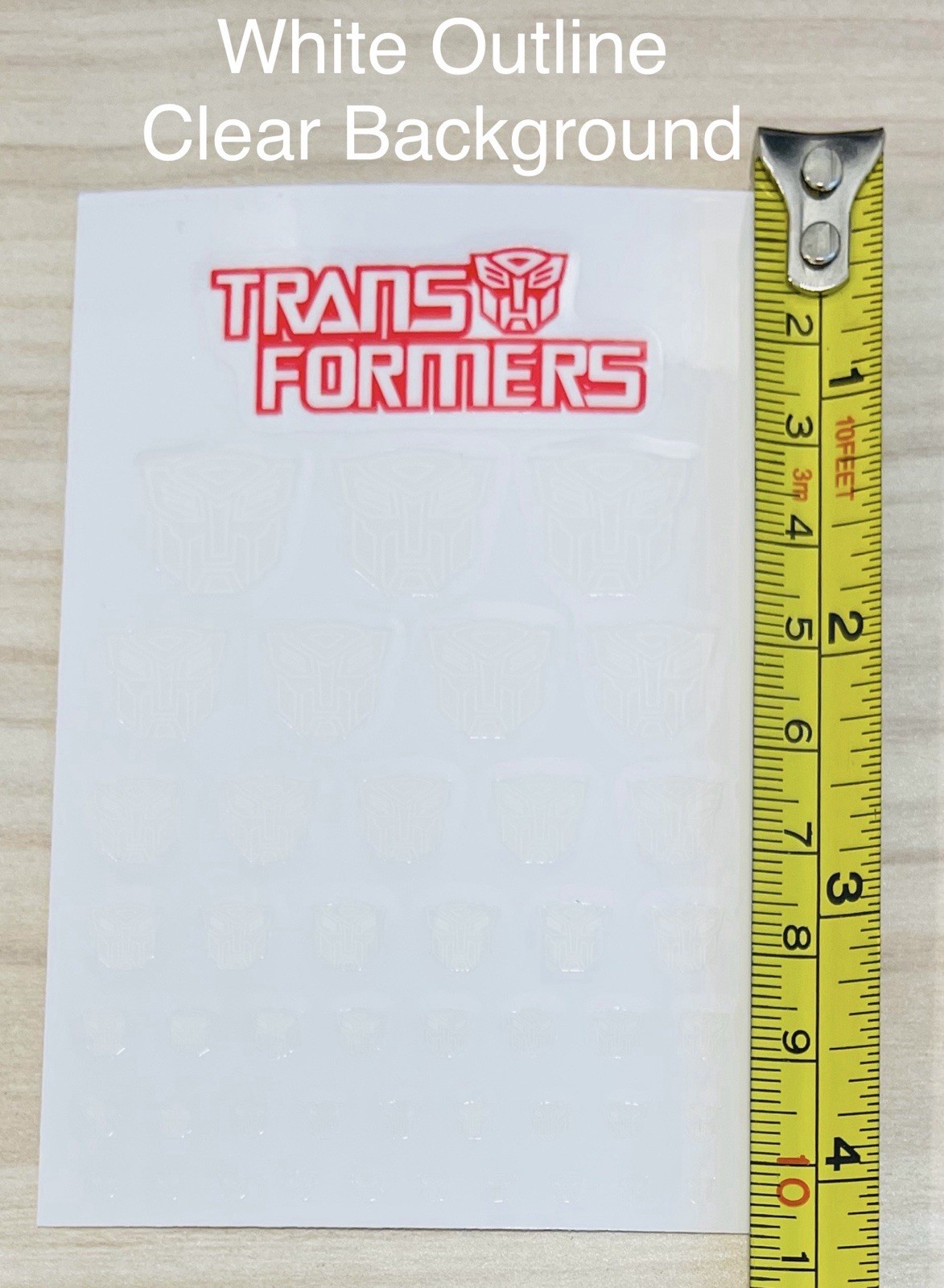 Transfer Decals Autobot ONLY Logo Sticker Set - White Outline Transform