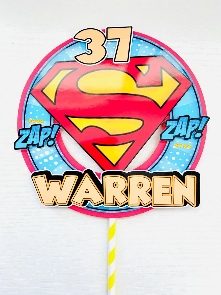 Personalized Superman Theme Cake Topper