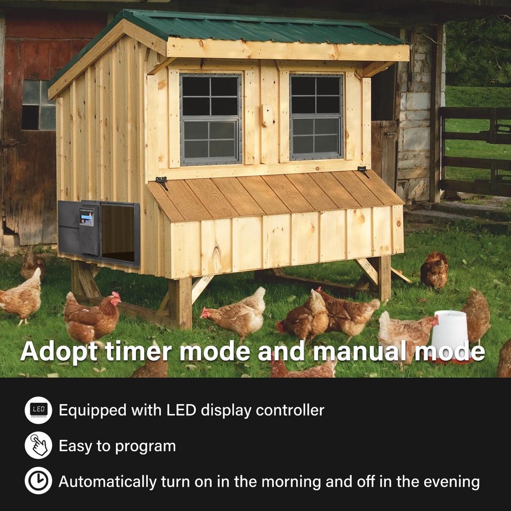 Automatic Chicken Coop Door Anti Pinch/Large LCD display/Timer