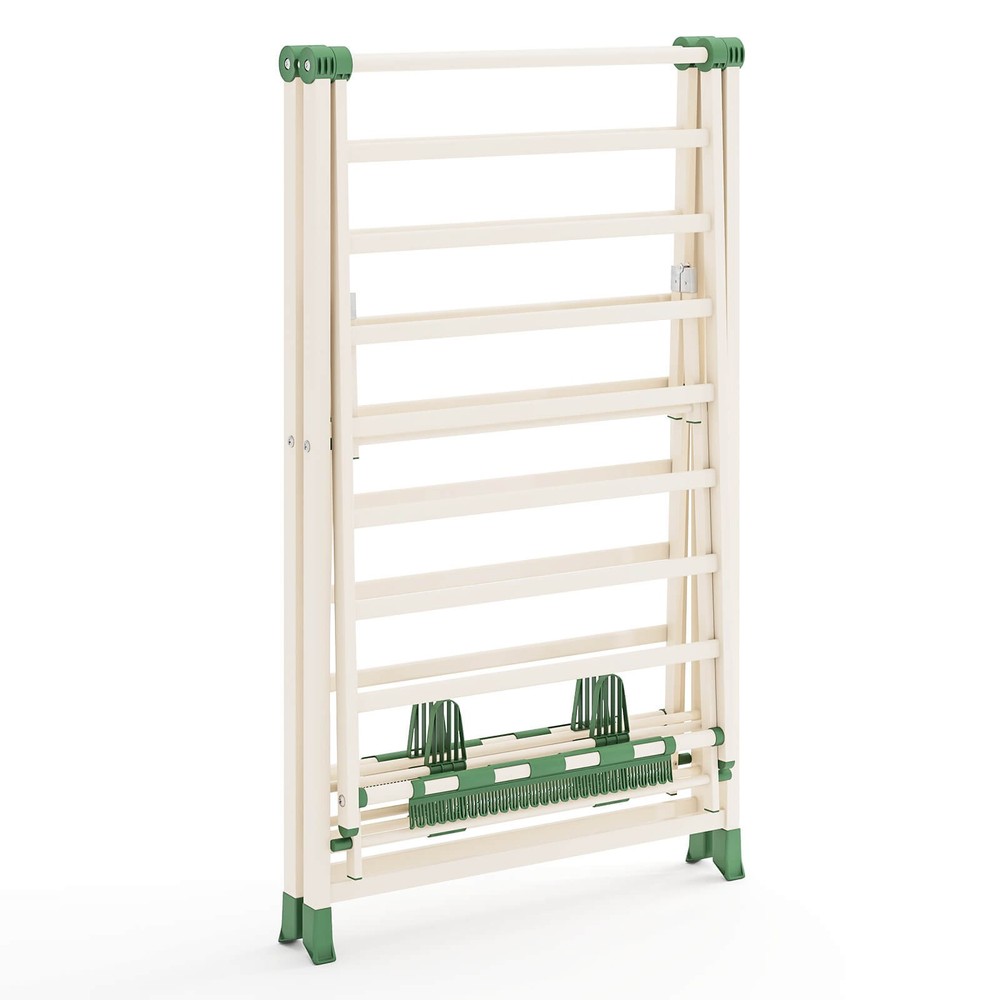 Foldable Metal Laundry Drying Rack w/Height Adjustable Wings, 20 Drying Rails