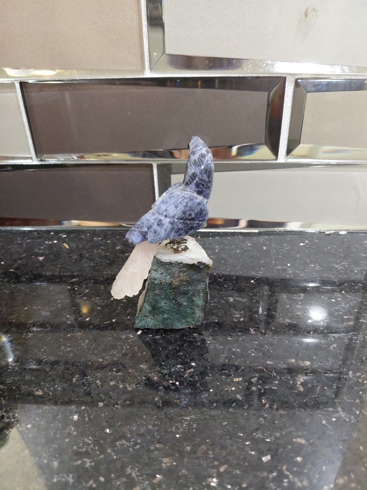 Beautiful Stone Bird on Amethyst Base