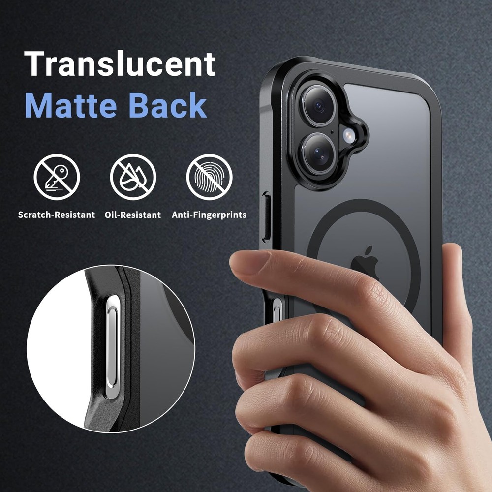 jaroco Magnetic for iPhone 16 Case, [Compatible with 16, Black