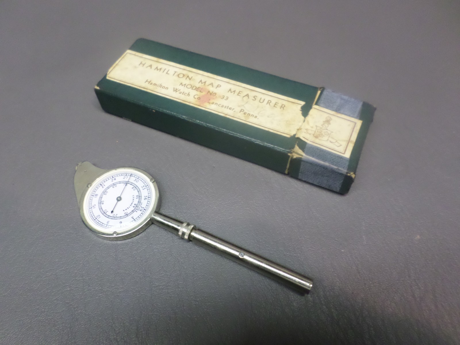 VINTAGE HAMILTON WATCH CO. MAP MEASURE OPISOMETER MODEL 33 W/ BOX / DIRECTIONS