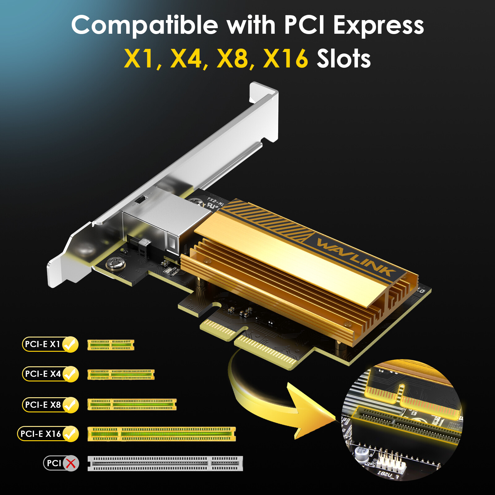PCIe to 10G RJ45 Adapter 10G Base-T PCIe Network Card for Windows 11/10 & Linux
