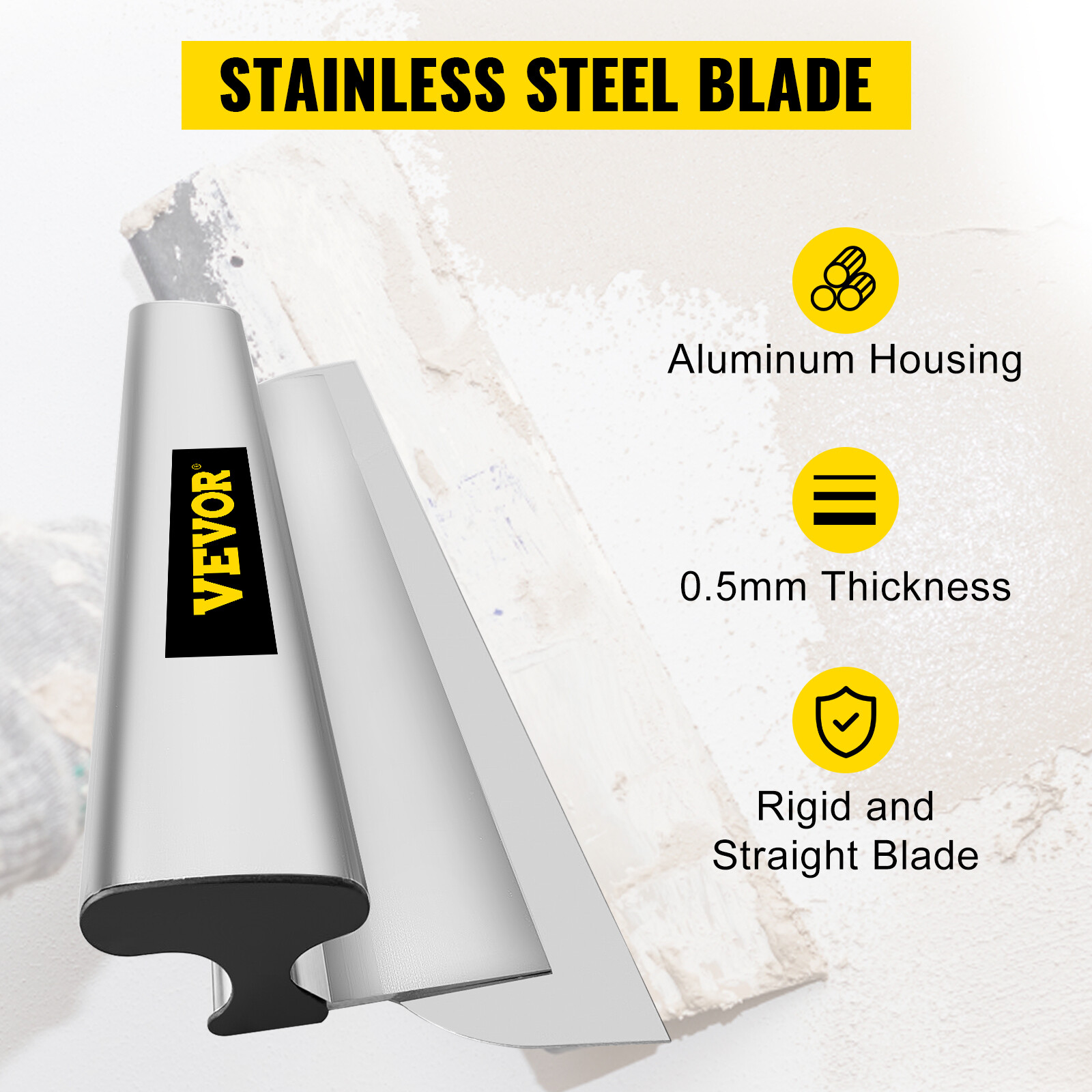 VEVOR Drywall Skimming Blade Putty Knife 24inch Finishing Tool Stainless Steel