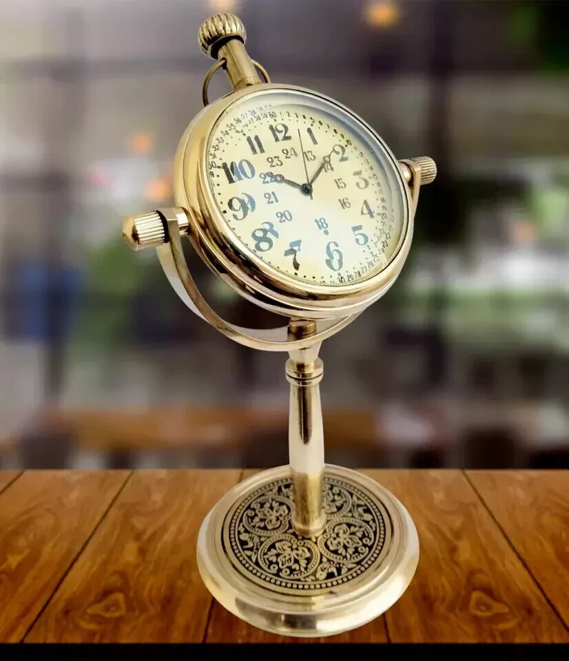 Beautiful Solid Brass Desk Clock Table Clock Antique Nautical Clock