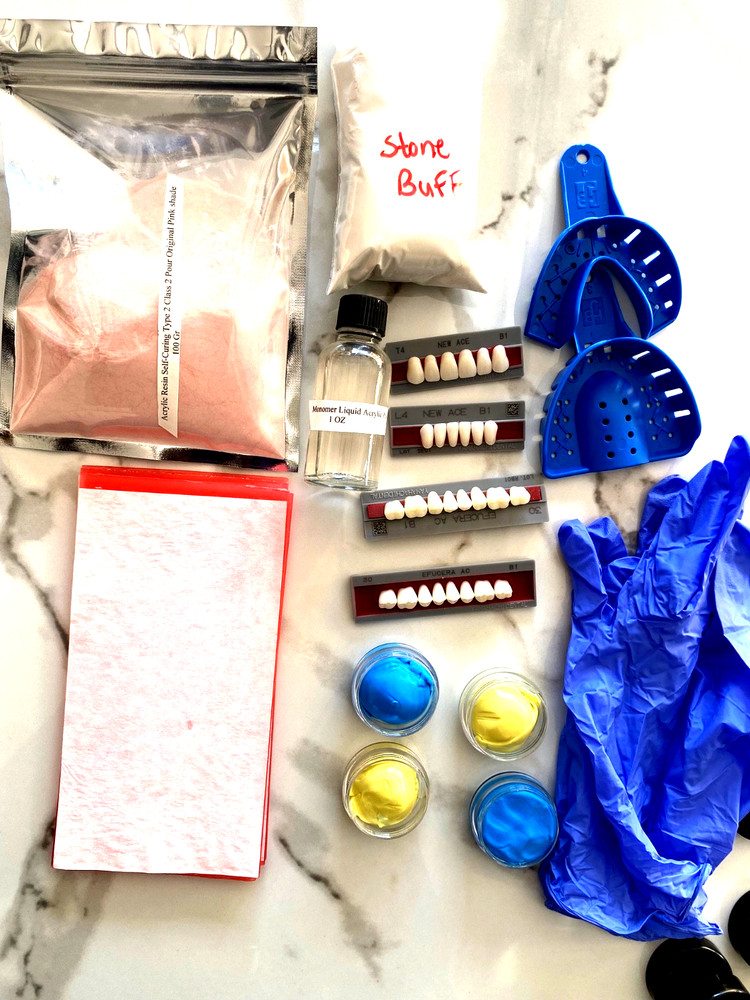 DIY DENTURE KIT Complete Custom Dentures Temporary Teeth Tooth FULL /PARTIAL.