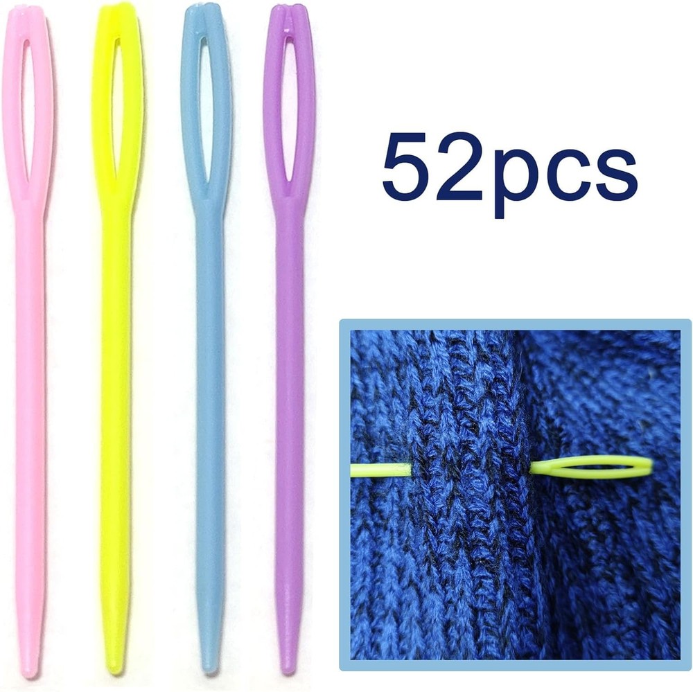 52Pcs 2.7 Large Eye Plastic Sewing Needles, Learning, Yarn, Darning, Tapestry,