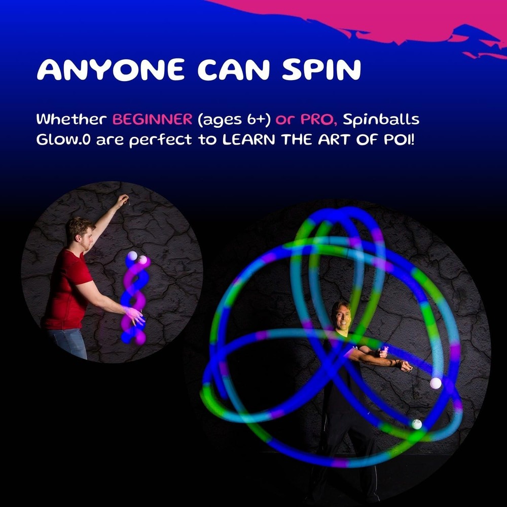Adjustable Leashes LED Poi - Double-Loop Handles