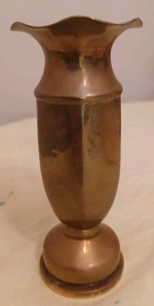 WW2 Trench Art Vase  Artillery Shell Brass 1945 Vintage
