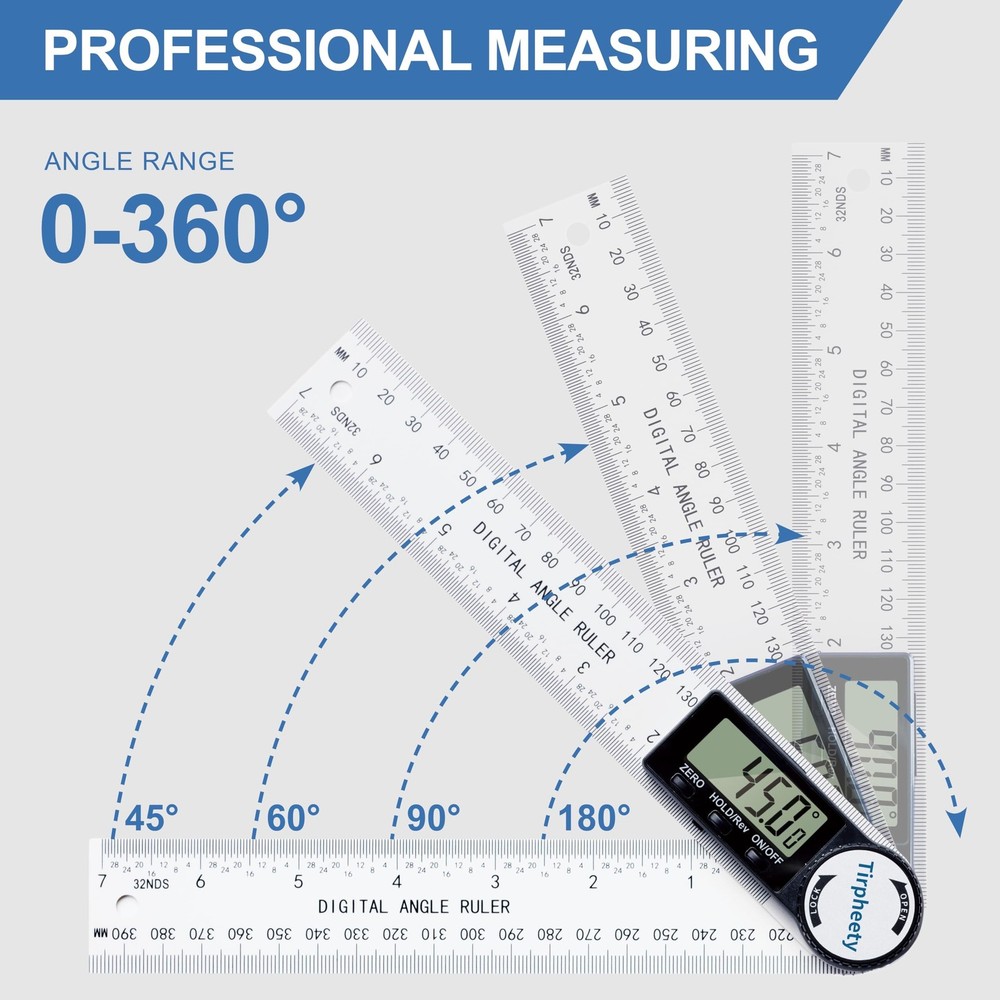 Digital Angle Finder Protractor, 3rd Generation Quick Display Angle Gauge Rul...