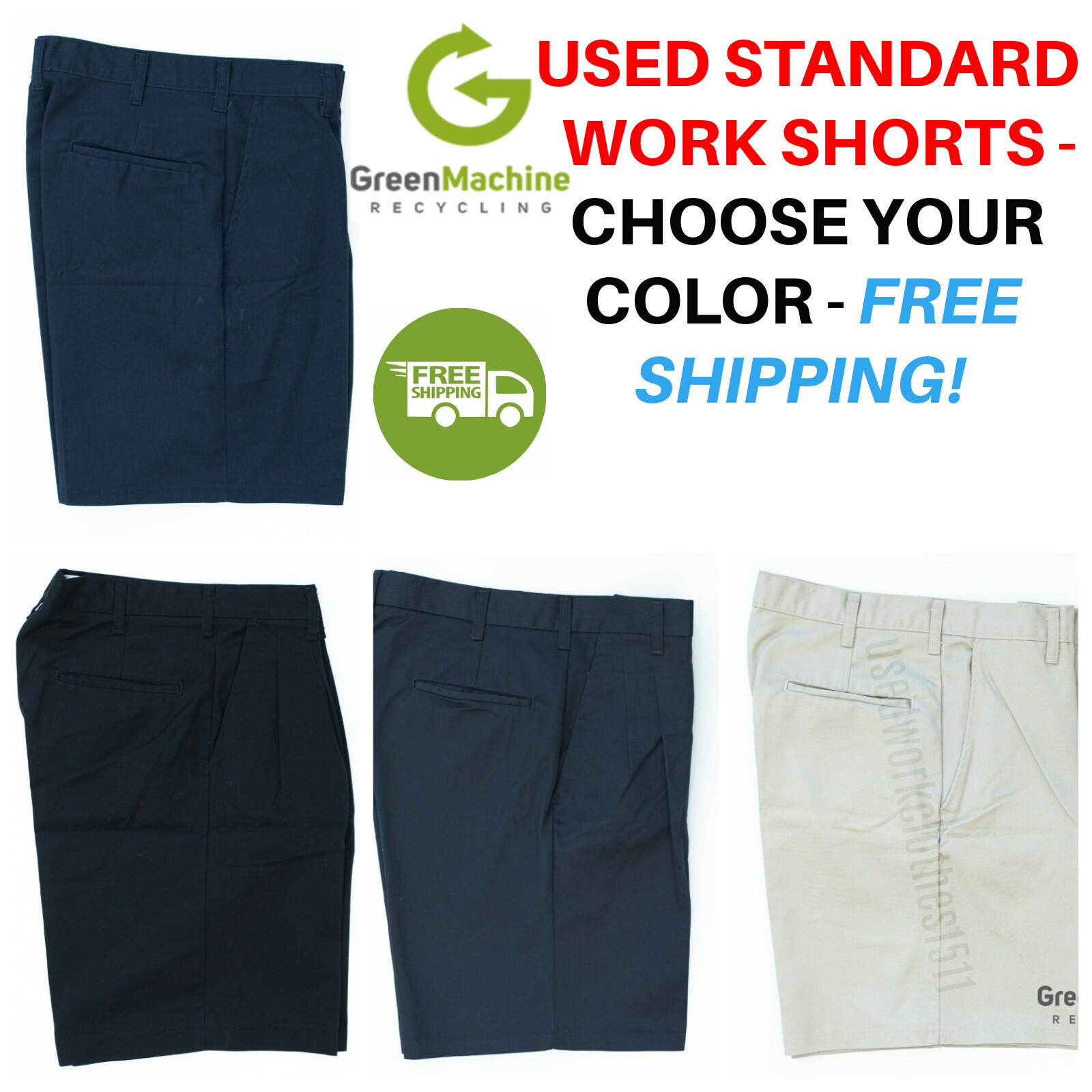 Used Uniform Work Shorts Cintas Redkap, Unifirst, G&K, Dickies etc FREE SHIPPING
