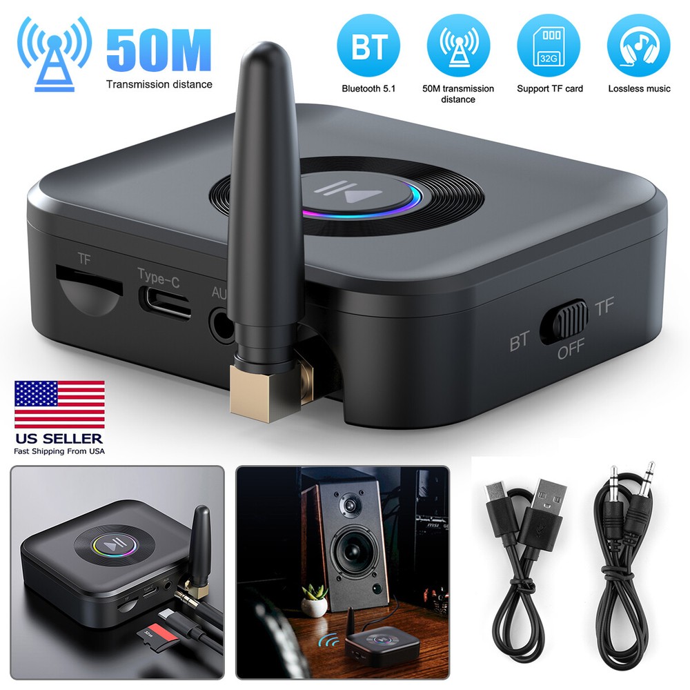 Bluetooth 5.1 Receiver Wireless 3.5mm Jack AUX to 2 RCA Audio Stereo Adapter .