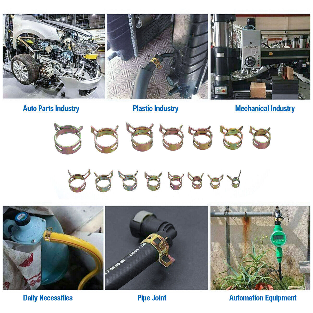 115pc Hose Spring Clamps Fastener Fuel Water Line Pipe Air Tube Clips Kit 6-22mm