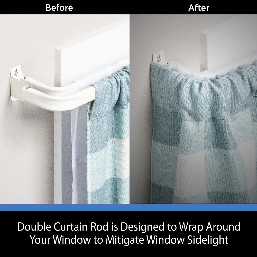 2-Pack White Adjustable Double Curtain Rod Wrap Around Metal Basic 28 to 48 Inch