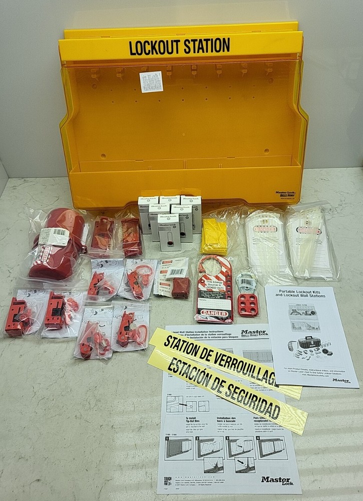 Master Lock S1850E410 6-Lock Electrical Focus Lockout Station CASE CORNER DAMAGE