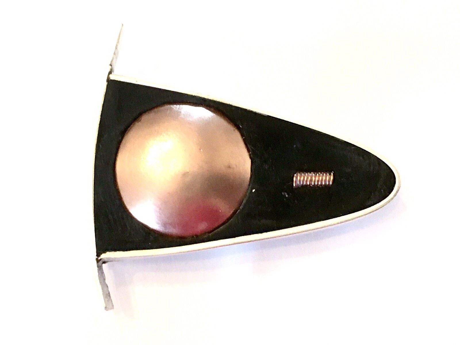 HEAVY Unique Modern Artisan SOLID STERLING SILVER ~ w/ Copper Accent Pin