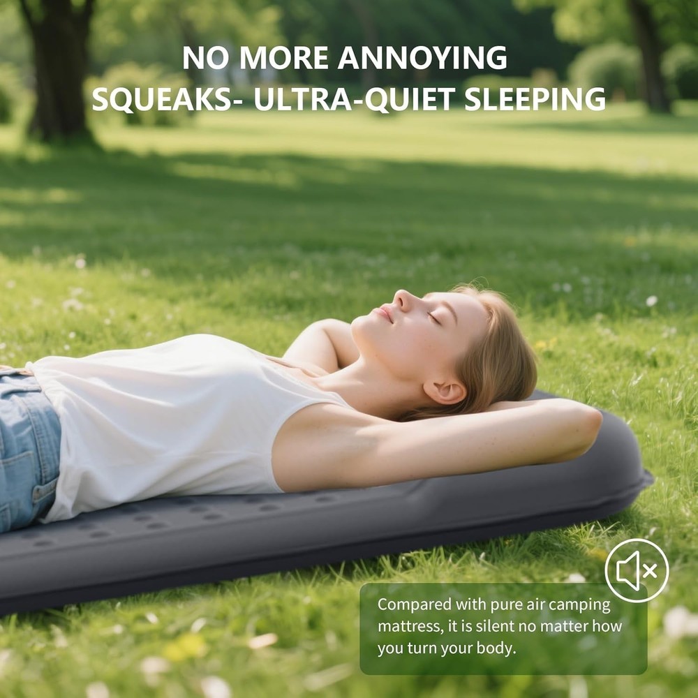 Memory Foam Sleeping Pad with Built-in Pump 3" Thick 9.5 R-Value Gray