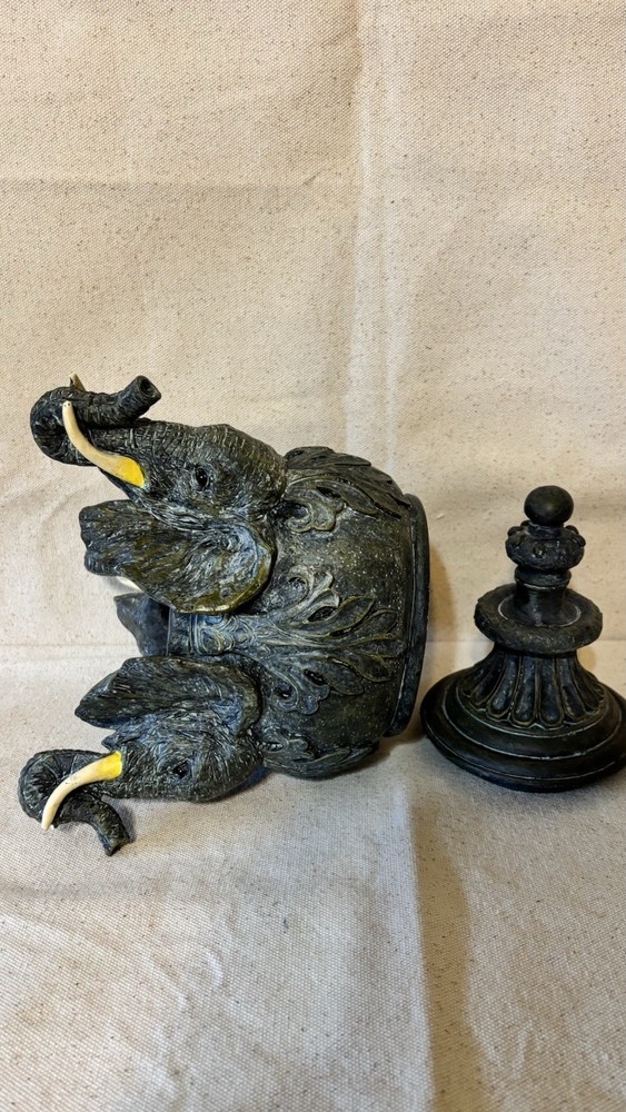 Black Elephant Incense Burner With Lid Meditation