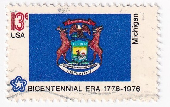 STAMP US SCOTT 1658 "Michigan Flag" 13 CENT 1976 USED