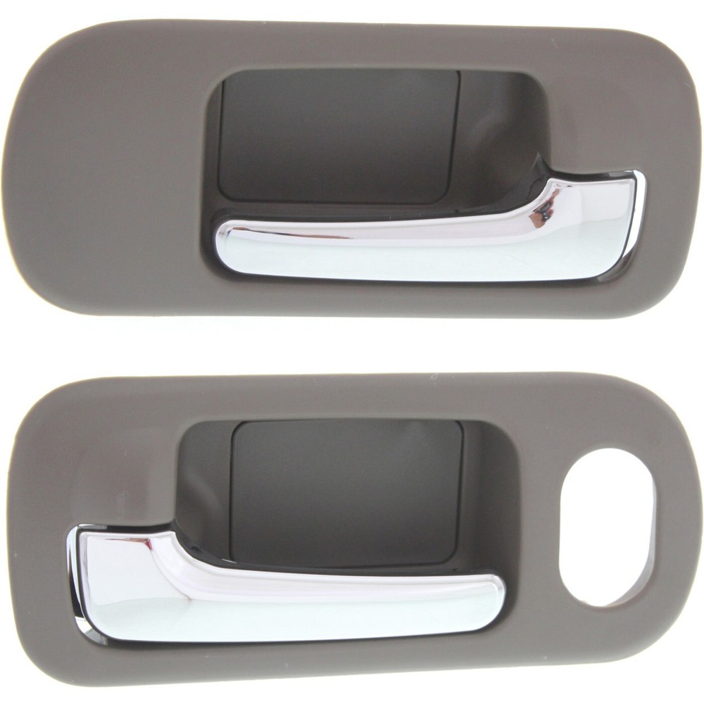 Interior Door Handle Set For 2001-05 Civic Front Left & Right Chrome Brown 2Pc