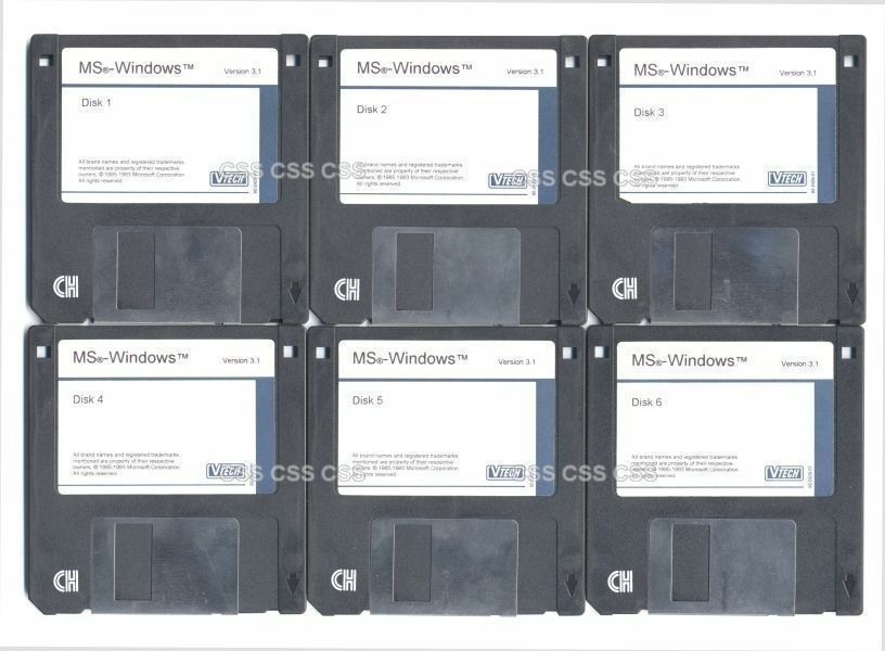Vtech Microsoft MS Windows 3.1 Operating System Installation Floppy Disks