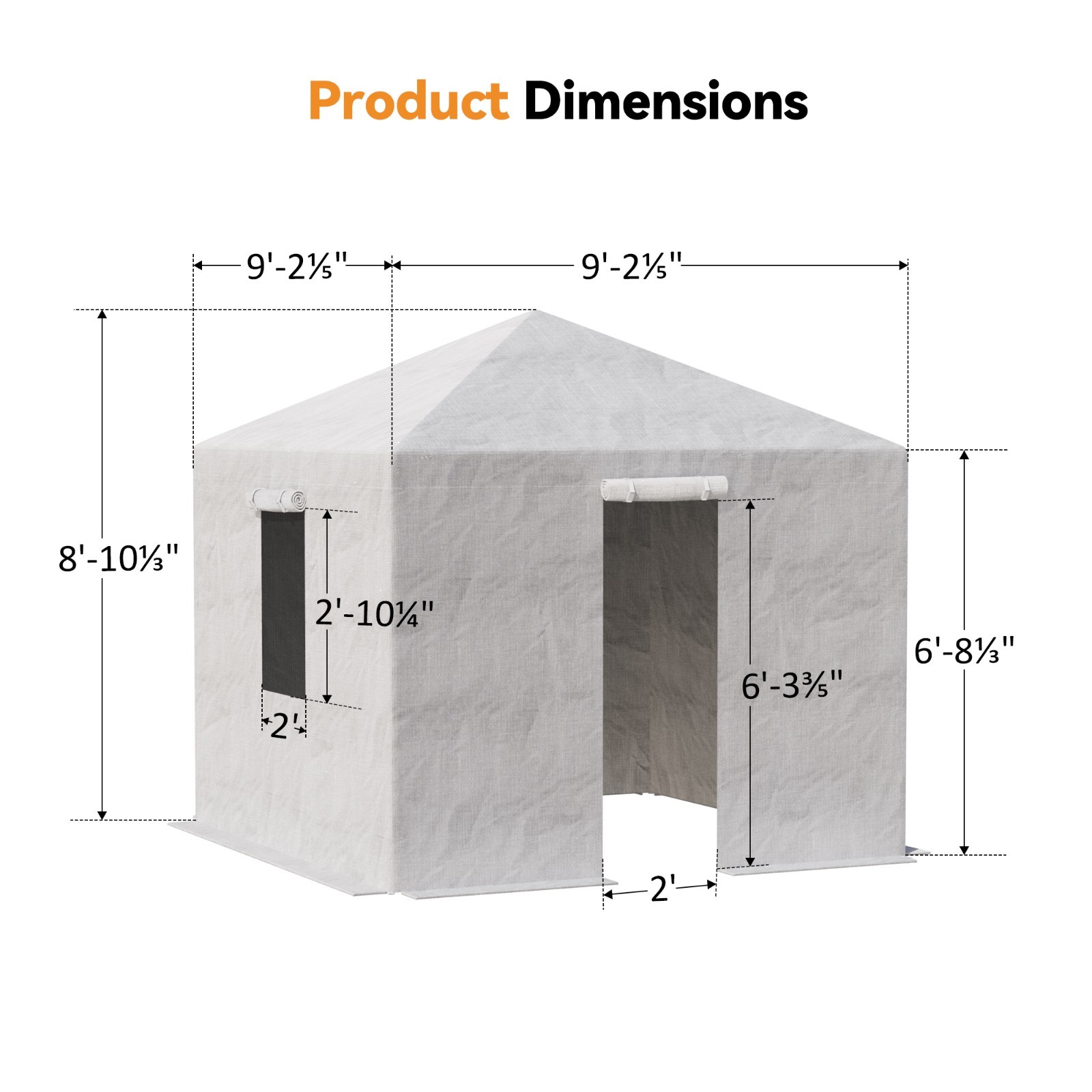 Universal Winter Gazebo Cover Waterproof w/Sidewalls and Mesh Windows (White)
