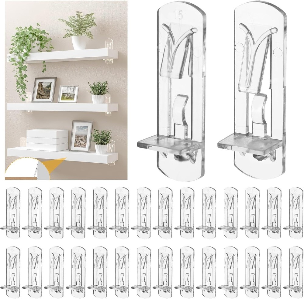 30PCS Plastic Locking Shelf Support Pegs Clear 6mm Self Locking Shelf Pins