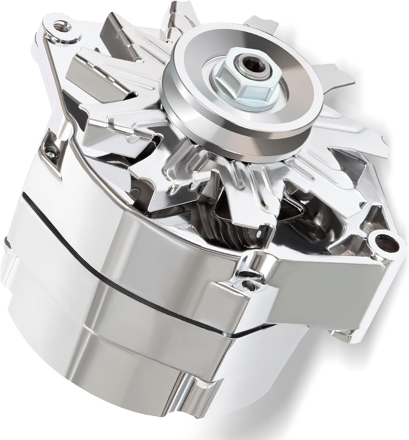 Alternator 120Amp Chrome 1 Wire Self Exciting Street Rod for GM 305 350 BBC SBC