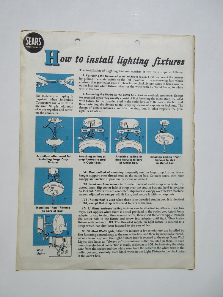 SEARS Simplified Electrical Wiring Handbook Booklet 1957 plus inserts
