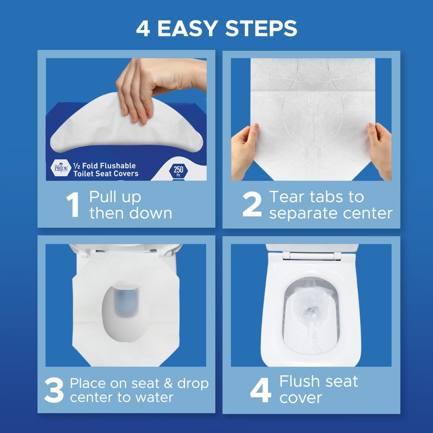 MED PRIDE Disposable Toilet Seat Covers Flushable Travel Public Restrooms 500ct+